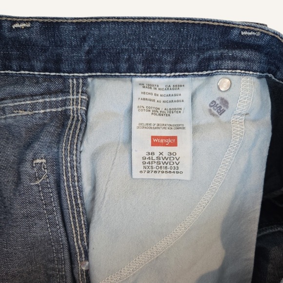 Wrangler Mens Carpenter Jeans Dark Wash Denim Utility Pants 38x30 94LSWDV - Picture 8 of 8